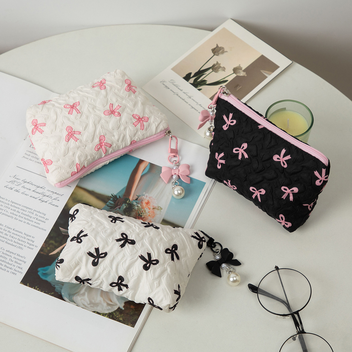 Travel Bags - INS Style Bow Mini Cosmetic Bag